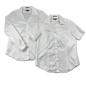 American Airlines Women Uniform Shirt Button Up Long Short Sleeve White 16 L122